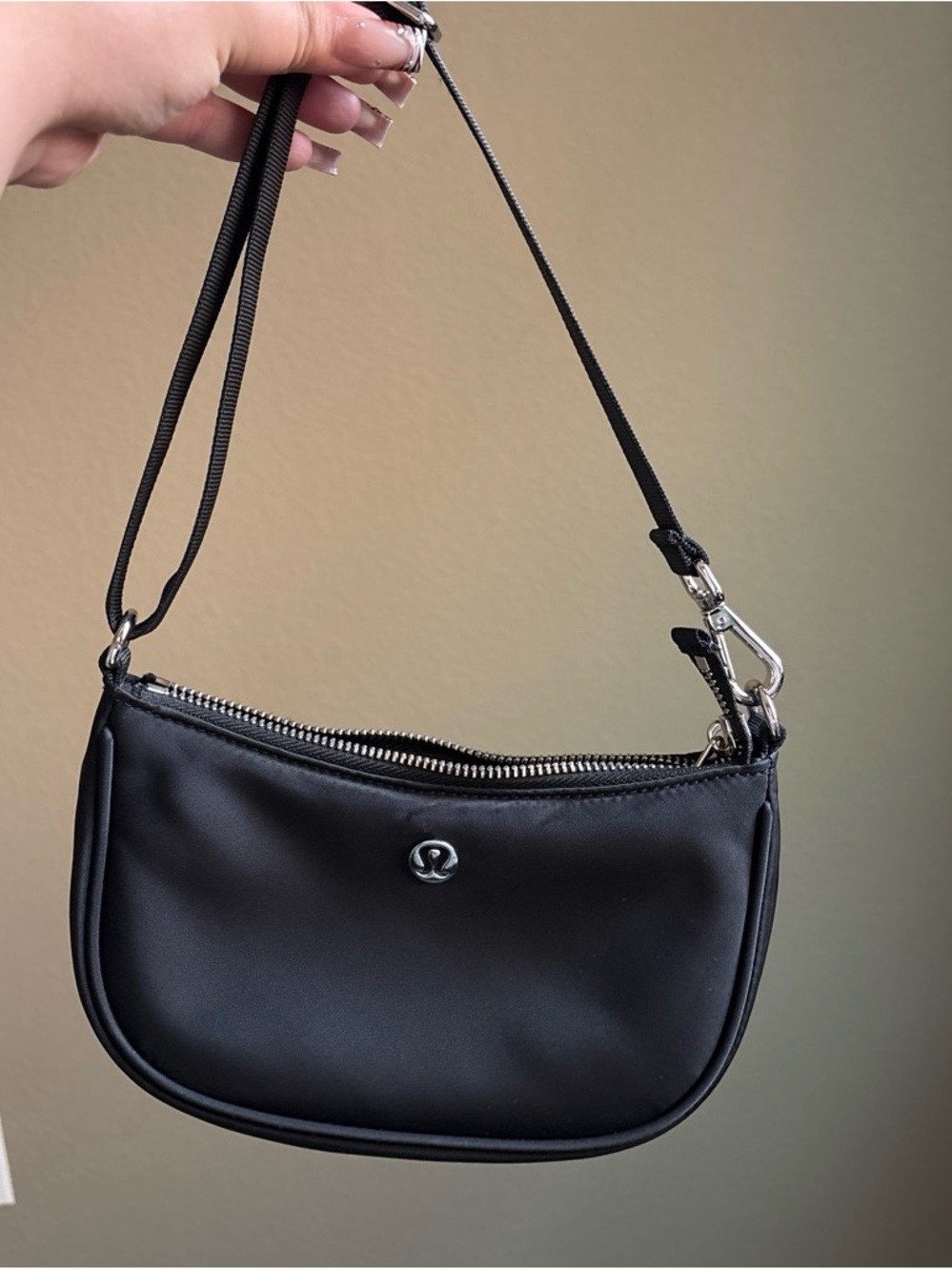 lululemon athletica Black Mini Crescent Shoulder Bag